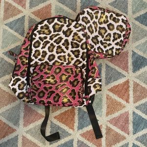 2-Piece Backpack & Lunchbox Bag Set in leopard print